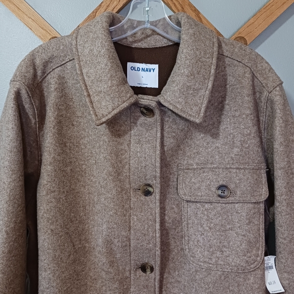 NWT Old Navy Brown Tan Heather Shacket Womens Large - Picture 2 of 8